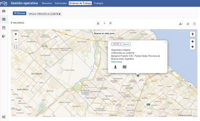 Acciones de navegación y Street View sobre mapas